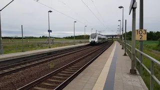 Talent 2 mit Schnellbremsung in den Bahnhof Schkeuditz West