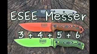 Review & ehrlicher Messer-Vergleich: ESEE 1095 Knives 3 + 4 + 5 + 6  Alle Griffe 3D G10 + HM Micarta