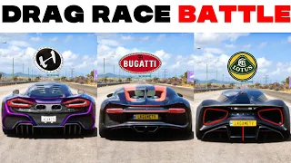 FH5 ULTIMATE DRAG RACE - Hennessey Venom F5 Vs Bugatti Chiron Vs Lotus Evija