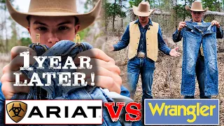 ARIAT VS WRANGLER! • 1 Year Later! • Did They Hold Up? • Best Boot Cut Jeans In 2024!