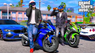 РЕАЛЬНАЯ ЖИЗНЬ В GTA 5 - КУПИЛИ МОТОЦИКЛЫ YAMAHA R6 И KAWASAKI NINJA! ШАШКИ НА МОТОЦИКЛАХ! 🌊ВОТЕР