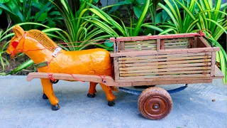 How To Make Horse Cart From Wood And Bamboo - DIY Woodworking Project