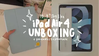 ☁️ iPad Air 4 Unboxing | 10.9” Sky Blue 64gb