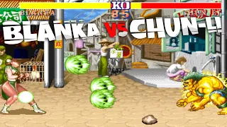 BLANKA vs CHUN-LI 💥 Street Fighter 2 Hack 💥 Super Green (Hardest)