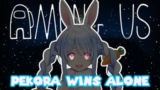 【HoloLive】 Pekora 200 IQ Solo Win Hololive Among Us Collab MultiPOV 【English Sub】