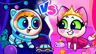 Secret Rooms Under the Bed Song 🛌 Pink VS Blue Challenge 😻 💖 Purr Purr