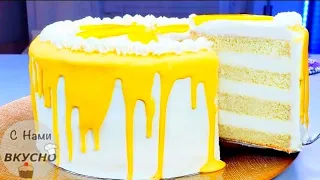 НЕЖНЫЙ Бисквитный торт с кремом. Торт Манго/ Манговый торт. Простой рецепт торта.