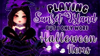 Playing Sunset Island but I only wore HALLOWEEN ITEMS ✨👻💜 | Royale High Roblox