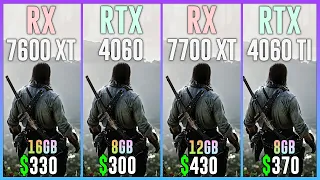 RX 7600 XT vs RTX 4060 vs RX 7700 XT vs RTX 4060 TI - Test in 20 Games