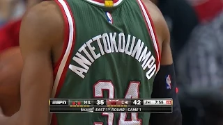 Giannis Antetokounmpo Full Highlights 2015 Playoffs R1G1 at Bulls - 12 Pts In His Playoffs Debut