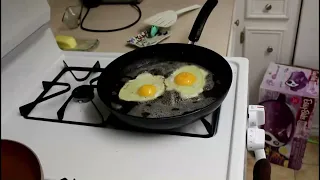 Fried Eggs in Bacon Grease Over Easy