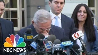 Senator Bob Menendez Briefly Breaks Down Following Mistrial | NBC News