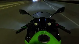 Kawasaki Ninja 400 Full throttle highway night ride
