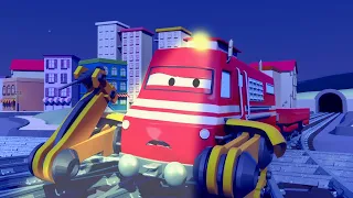 Troy le Train -  La Tour Electrique va tomber ! - La Ville des Voitures 🚓 🚒 Dessin animé Trains