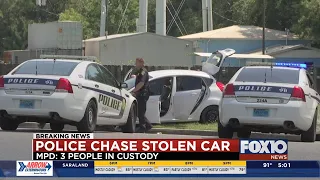 Driver in stolen car leads police on a chase