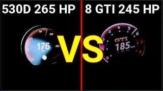 BMW 530d 265 hp VS VW Golf gti clubsport 245 hp DRAG RACE 0 250 km/h