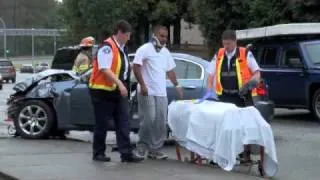 COQUITLAM CAR CRASH BLACK TRUCK LOST CONTROL ON WET ROAD ON DEWDNEY TRUNK RD SEP 26 2010.m4v