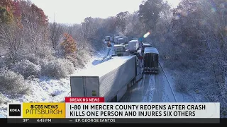 1 killed, 6 injured in crash on I-80 in Mercer County