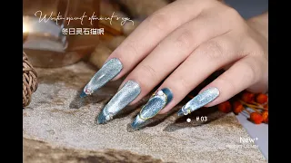 Winter Gem 9D Cat's Eye Polish, Magnetic Nail Art Designs