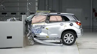 2012 Mitsubishi Outlander Sport driver-side small overlap IIHS crash test