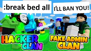 HACKER CLAN vs FAKE ADMIN CLAN in Roblox BedWars...