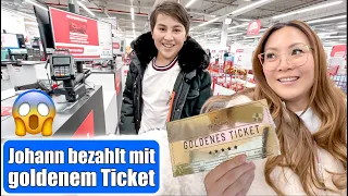 Goldenes Ticket einlösen & damit an Kasse bezahlen 😍 Weihnachtsgeschenk für @JohannLoop Mamiseelen