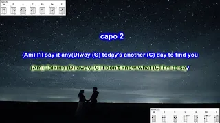 Take On Me (capo 2) by A-Ha play along with scrolling guitar chords and lyrics