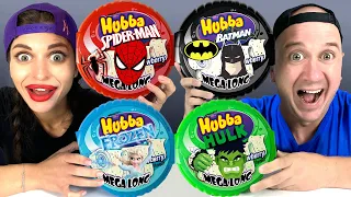 Mystery Giant Superhero Hubba Bubba Party 풍선껌 푸드 챌린지 Mukbang by Macaroon TV