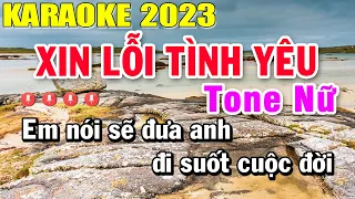 Xin Lỗi Tình Yêu Karaoke Tone Nữ Nhạc Sống 2023 | Trọng Hiếu