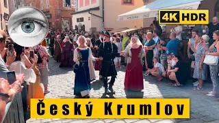 4k Czech Republic Český Krumlov walk: Historical parade at Five-Petalled Rose Festival 🇨🇿 HDR ASMR