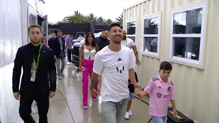 Messi arrives at the DRVPNK Inter Miami stadium with his family