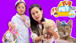 Mèo con bị sổ mũi, Cam Cam làm bác sĩ thú y, chữa bệnh cho thú cưng