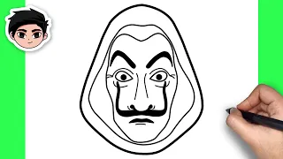 How To Draw Dali Mask from Money Heist - Easy Step By Step Tutorial