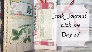Junk Journal with Me | Day 26 | Strawberry Themed Entry Part 1 | Sunny Days Collection