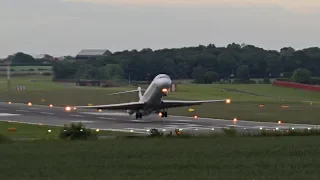 MAD MD-82 Nearly Runs Out of Runway at Newcastle Airport