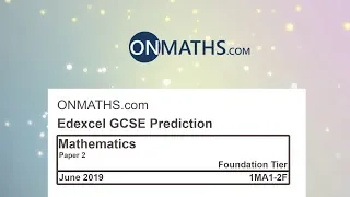 2019 Predicted Maths GCSE Paper 2 Edexcel (Foundation Paper 2) Calculator Exam 1MA1/2F