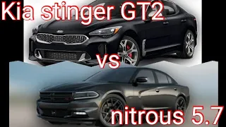 @kia stinger GT2 vs 5.7 charger ( tuned,cam, nitrous)