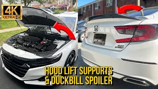 How To Install Hood Lift Supports & Duckbill Spoiler! 1Oth Gen Honda Accord 2018-22 (4K ULTRA HD)