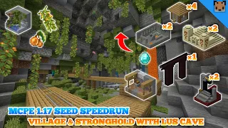 Minecraft pe 1.17 seed speedrun - village & stronghold with lush cave / nether portal with fortress