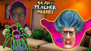 КАК ПРОЙТИ уровень с пауком SCARY TEACHER 3D (смешное прохождение уровня с пауком SPIDER PRANK)