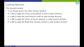 Logistics Management: Location Analysis 01 Facility Location