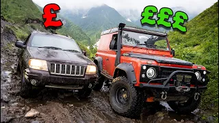 Land Rover Defender vs Stock V8 Jeep - LEGENDARY Off-Roaders Battle!