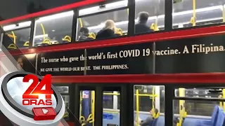 Bus Ad sa UK na may larawan ng isang Pinay at slogan na "We give the World our Best,"... | 24 Oras