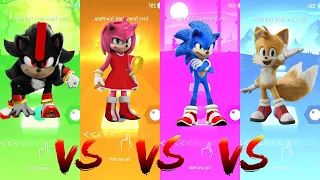 Shadow vs Amy Rose vs Sonic vs Tails | Tiles Hop Edm Rush