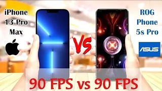 ROG 5s PRO vs I PHONE 13 PRO MAX PUBG TDM 90 FPS VS 90 FPS