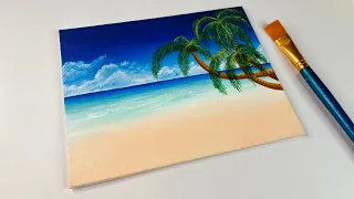 A Beautiful Sea Beach - Acrylic painting | Easy Way to Paint a Beach Scene | For Beginners