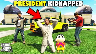 FRANKLIN THE PRESIDENT IS KIDNAPPED in GTA 5 | SHINCHAN and CHOP