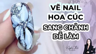 Cách vẽ hoa cúc nail cách điệu, hiện đại