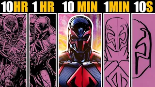 Drawing SPIDER-MAN 2099 in 10 HOURS | 1 HOUR | 10 MIN | 1 MIN & 10 SECONDS!