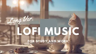 Lo-Fi Bossa Nova Beach Cafe（long ver.） | sound of waves | Beats to study and work with cat